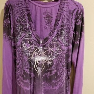XL Womans Rebel Saint by Affliction V Neck